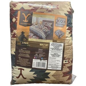 Pinesdale Stripe - Yellowstone 100% Polyester Microfiber Quilt and Sham Set, 3 P